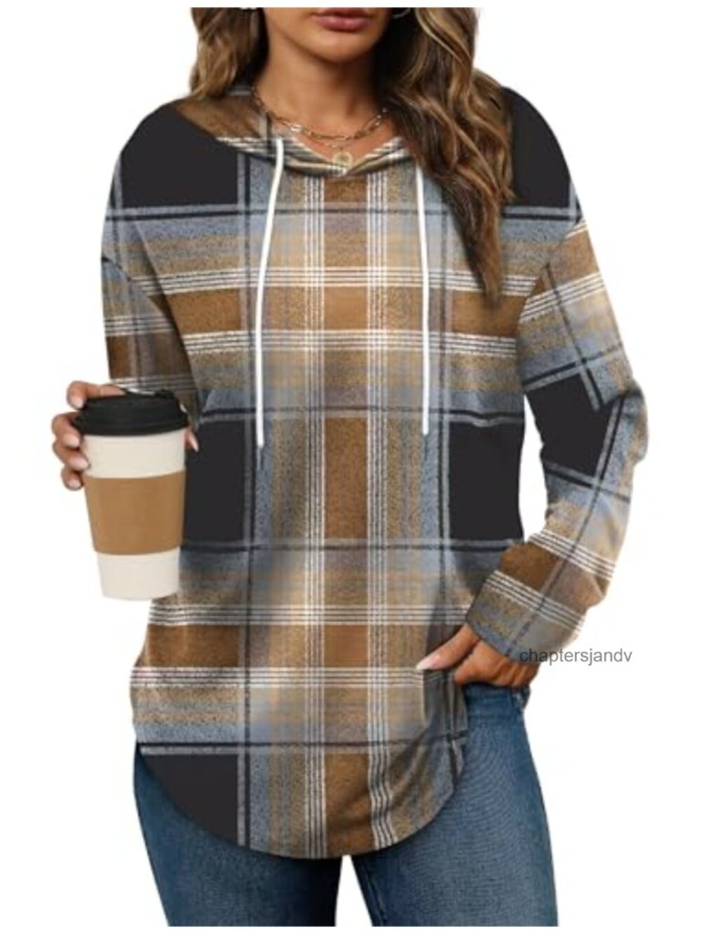 Crewneck Sweatshirt Long Sleeve Pullover Plaid Print Casual Fall Winter Top